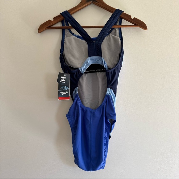 Speedo Quantum Fusion Splice One Piece Swimsuit Hyper Blue Size 6 - Picture 6 of 9